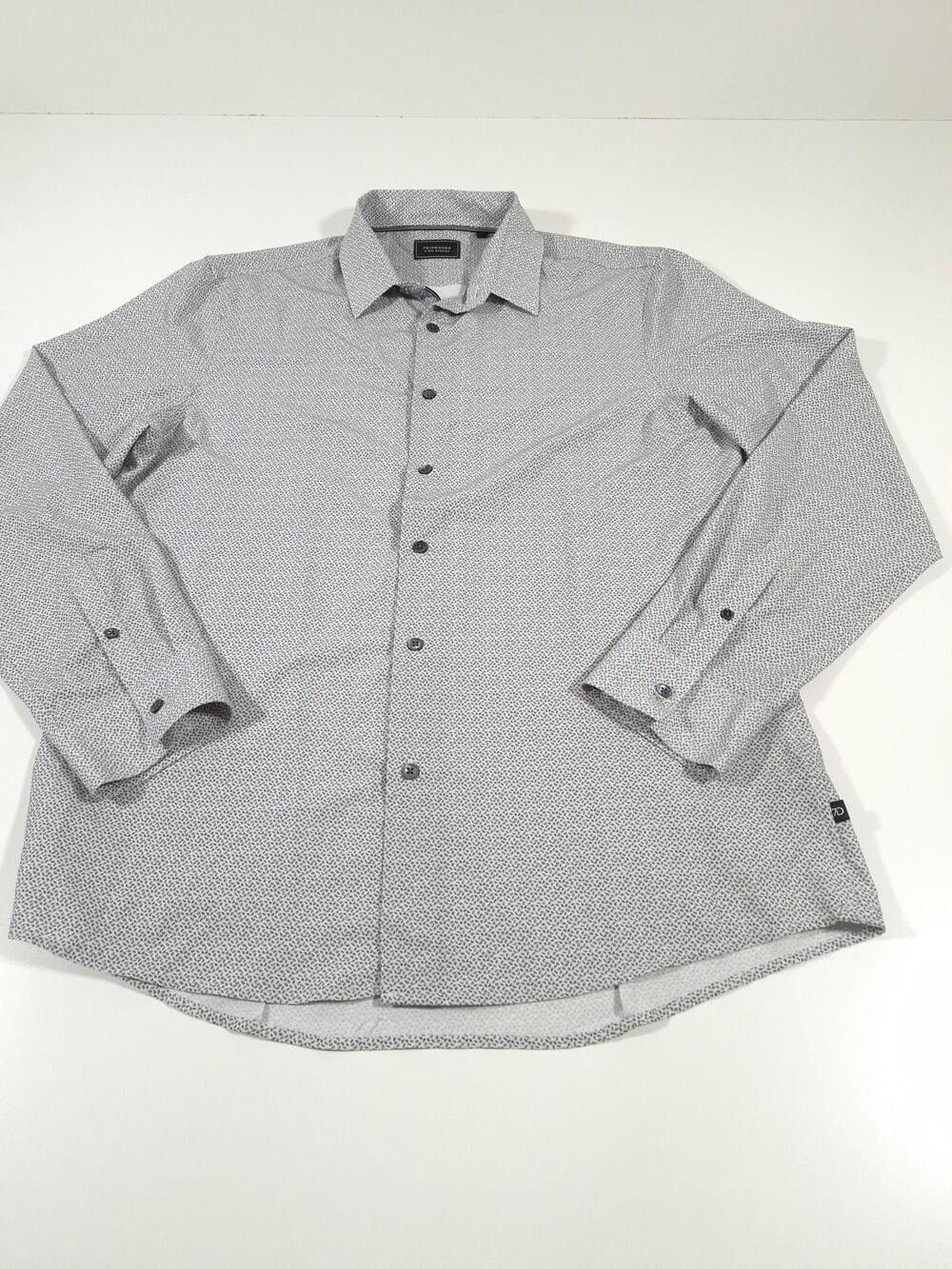 7 Diamonds Shirt Mens L Gray Paisley 4-Way Stretch Long Sleeve Button Up